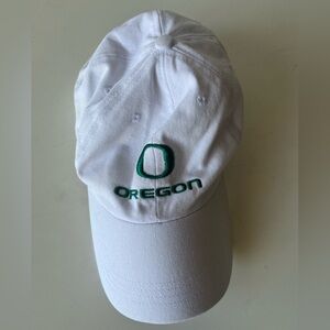 White Oregon Cap with Green Logo Men's Adjustable Hat